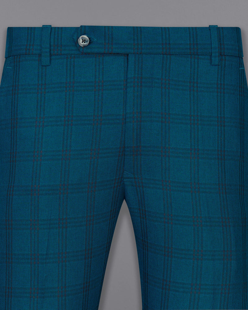 Sapphire Blue With Black Plaid Pant T1993-28, T1993-30, T1993-32, T1993-34, T1993-36, T1993-38, T1993-40, T1993-42, T1993-44