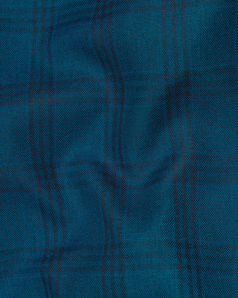 Sapphire Blue With Black Plaid Pant T1993-28, T1993-30, T1993-32, T1993-34, T1993-36, T1993-38, T1993-40, T1993-42, T1993-44