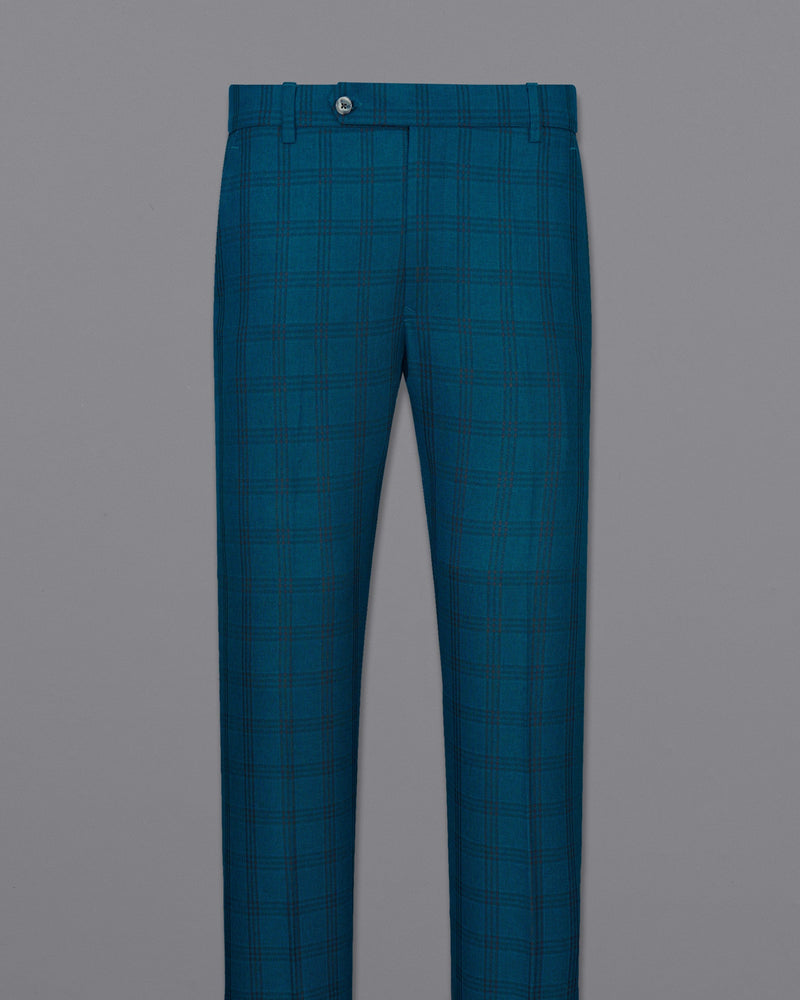 Sapphire Blue With Black Plaid Pant T1993-28, T1993-30, T1993-32, T1993-34, T1993-36, T1993-38, T1993-40, T1993-42, T1993-44