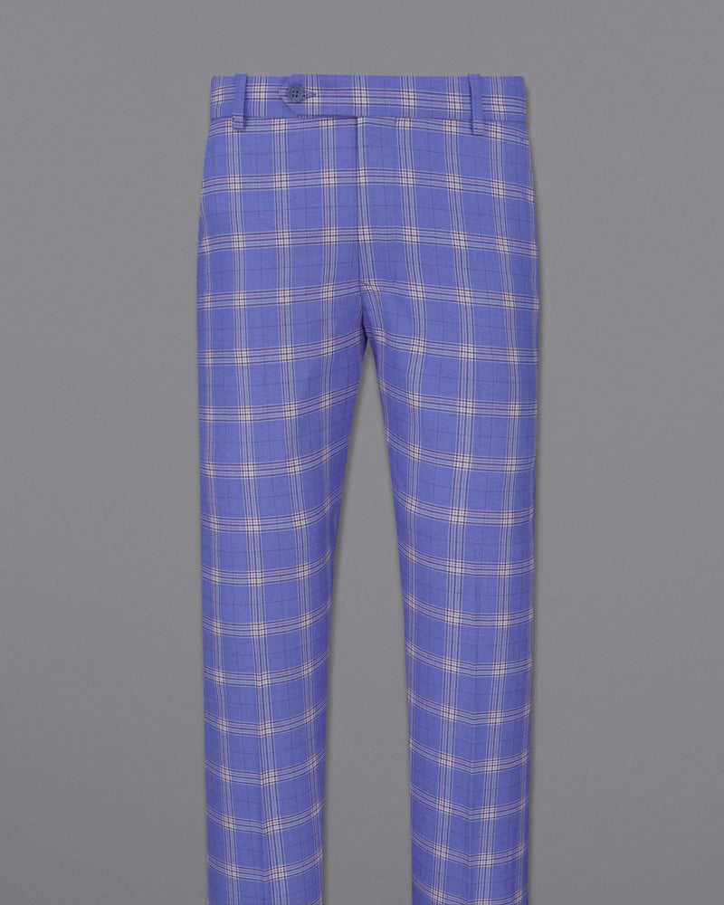 Glaucous Blue with Gainsboro Gray Plaid Pant T2057-28, T2057-30, T2057-32, T2057-34, T2057-36, T2057-38, T2057-40, T2057-42, T2057-44