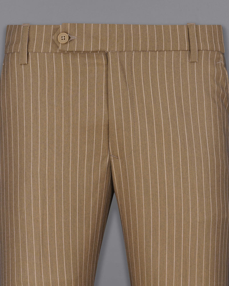 Lightweight brown linen halo stripe Trousers