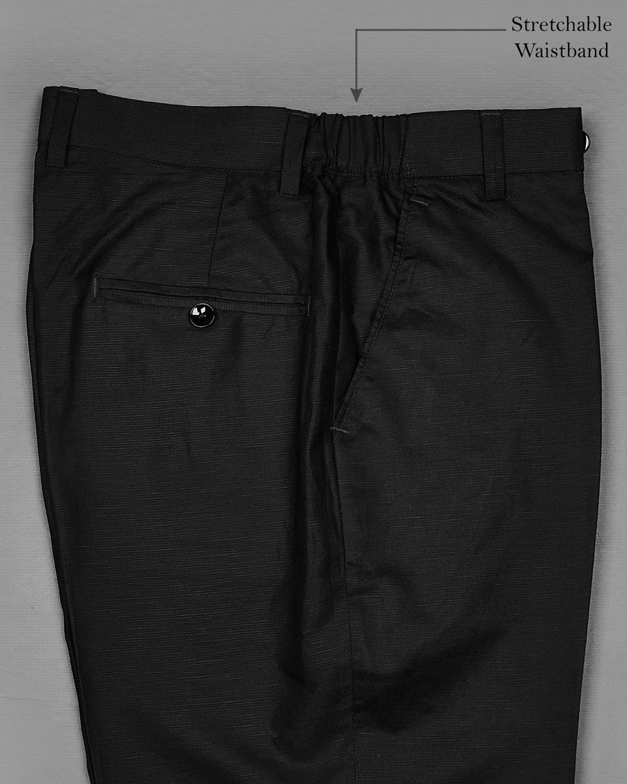 Jade Black Plain-Solid Regular Fit Linen Pant For Men