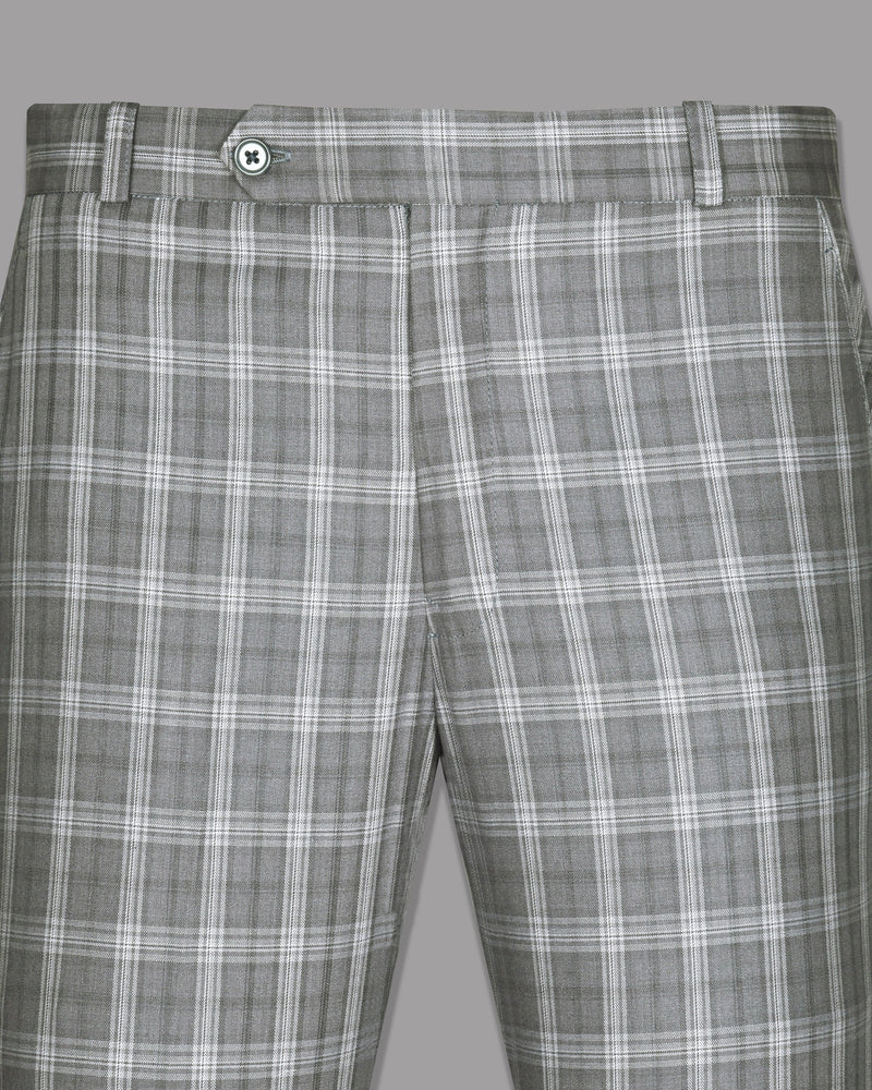 Light Grey Plaid Wool Blend Formal Pant T569-28, T569-36, T569-40, T569-42, T569-44, T569-30, T569-32, T569-34, T569-38