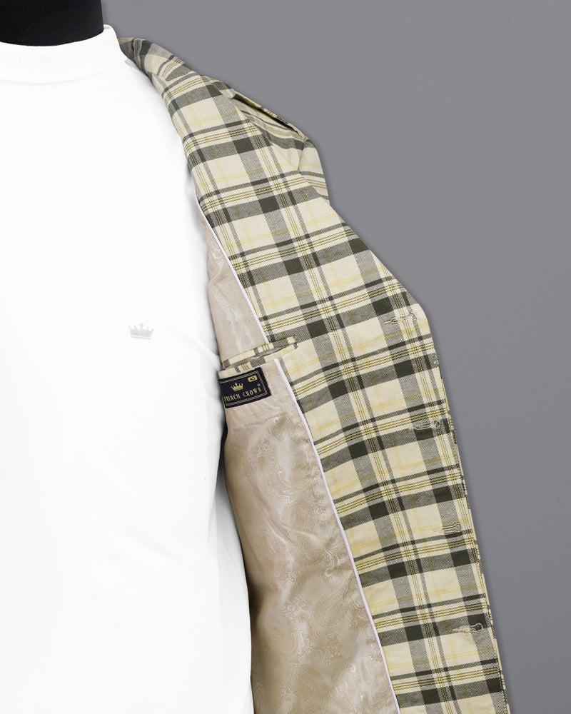 Wheatfield Cream with Taupe Green Plaid Premium Cotton with Belt Closure Designer Trench Coat TCB2108-SB-D195-36, TCB2108-SB-D195-38, TCB2108-SB-D195-40, TCB2108-SB-D195-42, TCB2108-SB-D195-44, TCB2108-SB-D195-46, TCB2108-SB-D195-48, TCB2108-SB-D195-50, TCB2108-SB-D195-52, TCB2108-SB-D195-54, TCB2108-SB-D195-56, TCB2108-SB-D195-58, TCB2108-SB-D195-60