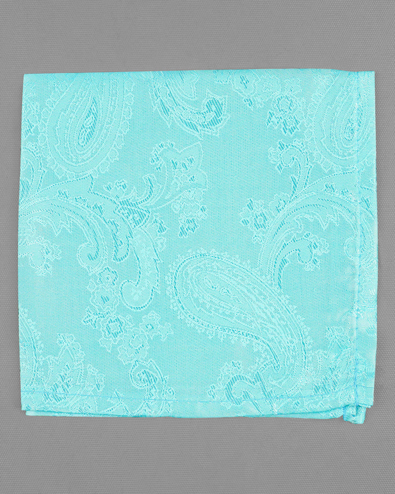 Riptide Aqua Blue Paisley Jacquard Tie with Pocket Square TP034