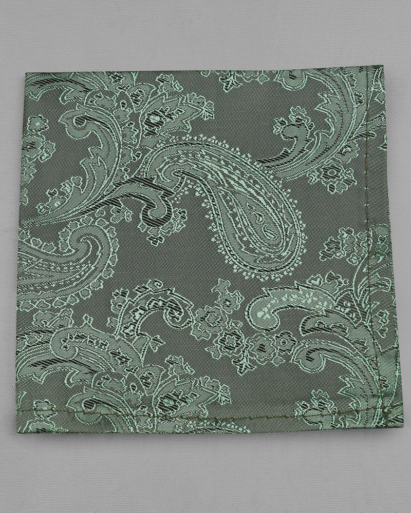 Sirocco Gray and Skeptic Dark Green Two Tone Paisley Jacquard Tie with Pocket Square TP036