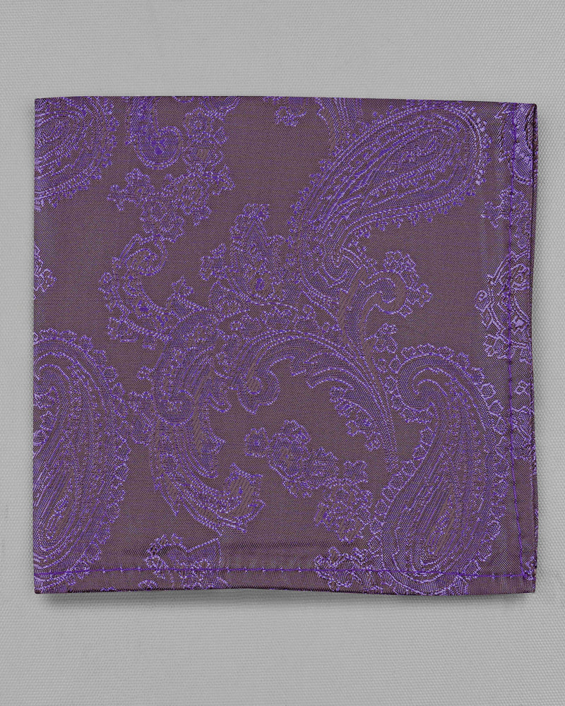 Comet Purple and Zambezi Gray Two Tone Paisley Jacquard Tie with Pocket Square TP039