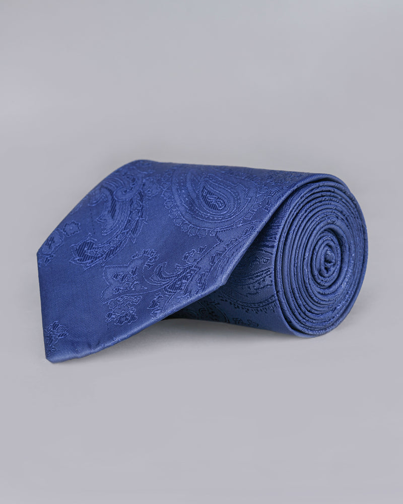 Persian Blue Paisley Jacquard Tie with Free Pocket square