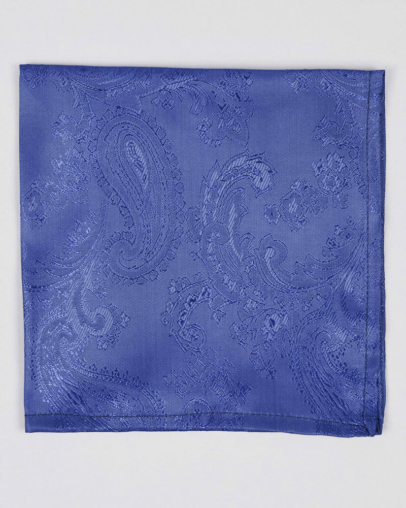 Persian Blue Paisley Jacquard Tie with Free Pocket square