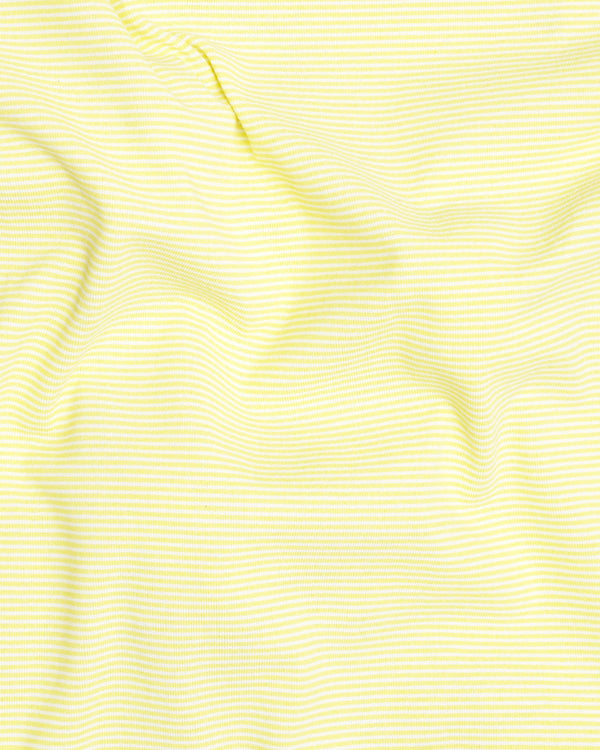 Bright Yellow Pinstriped Full-Sleeve Lightweight Premium Cotton T-shirt