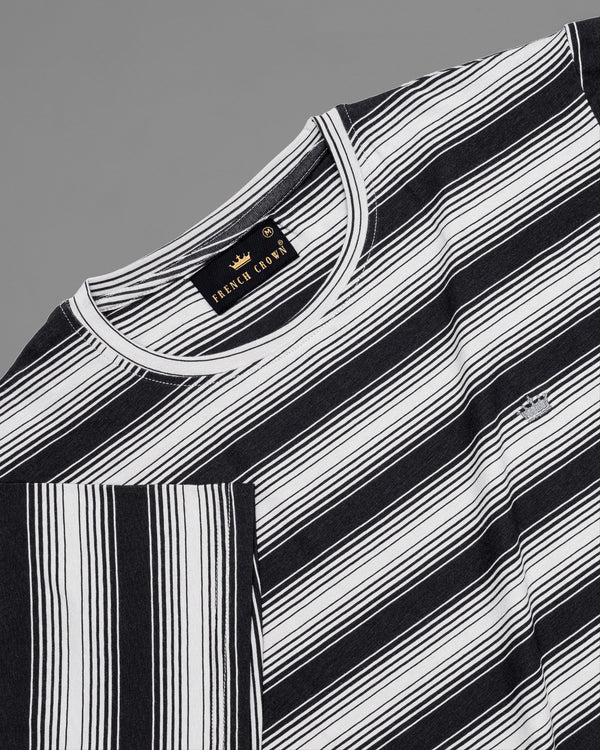 Black & Light Grey Striped Premium Cotton T-shirt TS270-L, TS270-XL, TS270-S, TS270-M, TS270-XXL