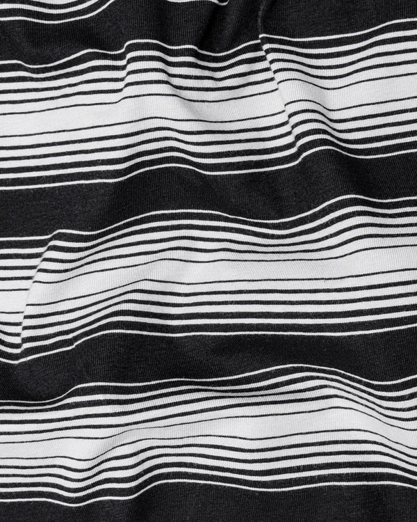 Black & Light Grey Striped Premium Cotton T-shirt