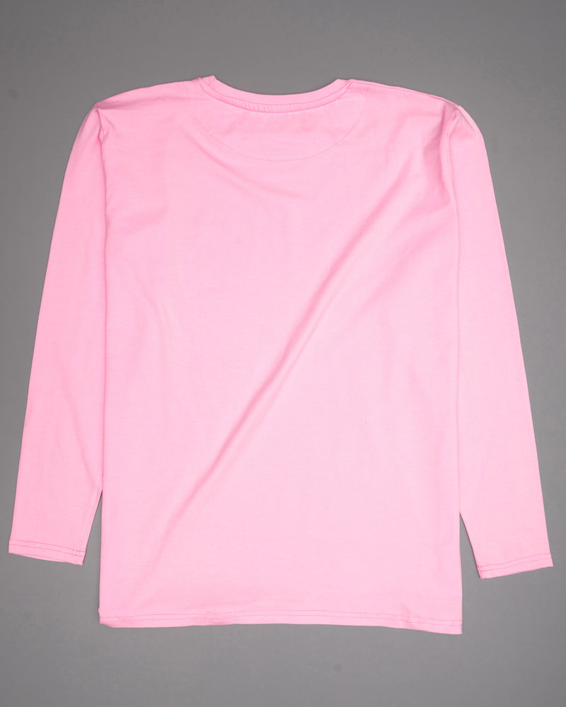 Classic Rose Pink Full-Sleeve Premium Cotton T-Shirt