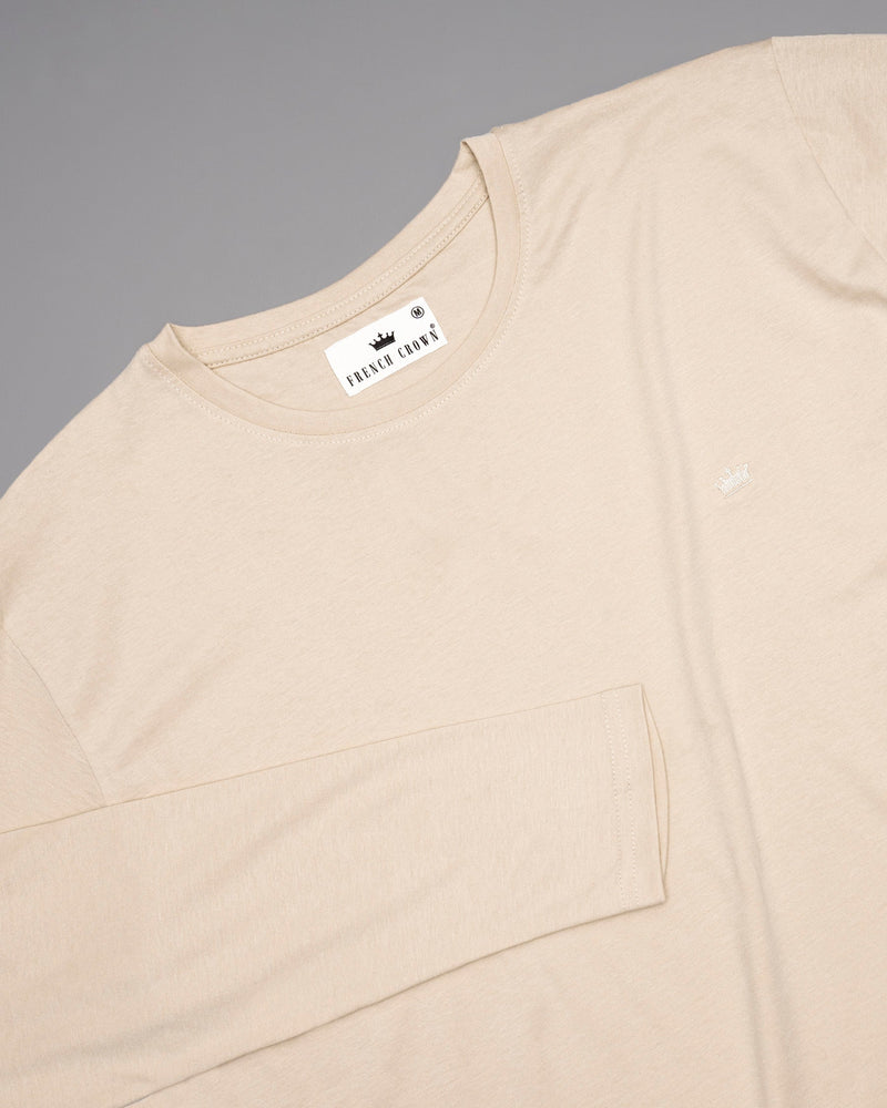 Merino Cream Full-Sleeve Super Soft Organic Cotton T-Shirt TS299-S, TS299-M, TS299-XXL, TS299-L, TS299-XL