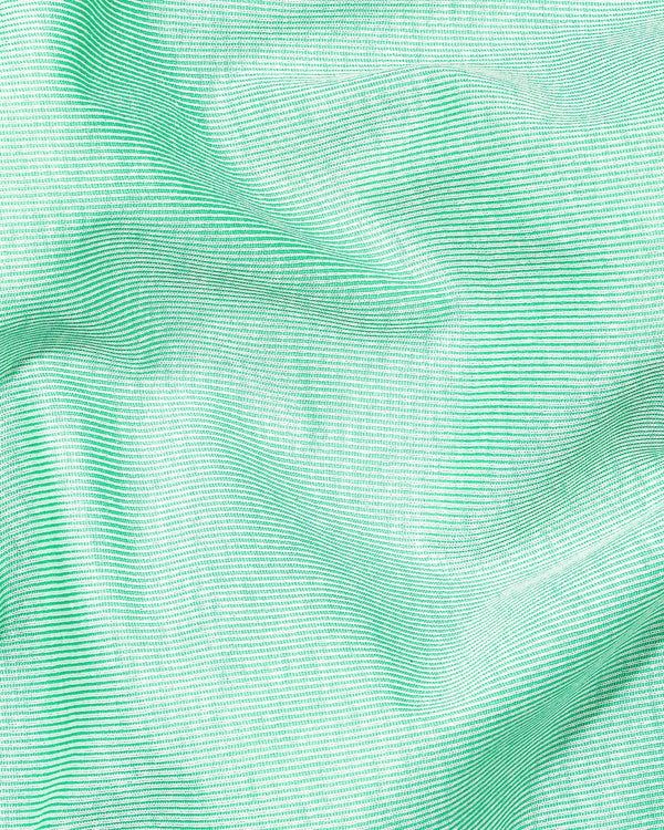 Magic Mint Full Sleeve Pinstriped Supima Cotton T-shirt