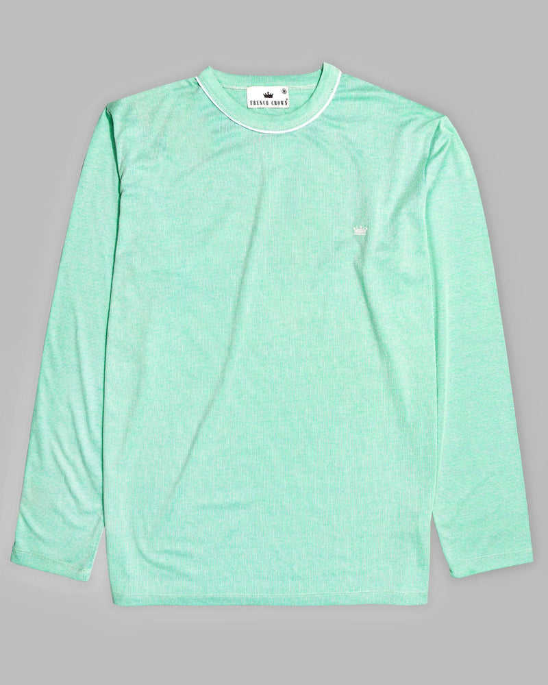 Magic Mint Full Sleeve Pinstriped Supima Cotton T-shirt