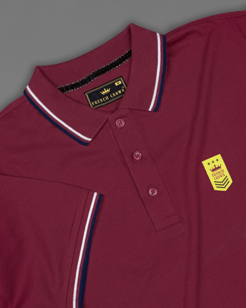 Claret Red Solid Super Soft Organic Cotton Pique Polo