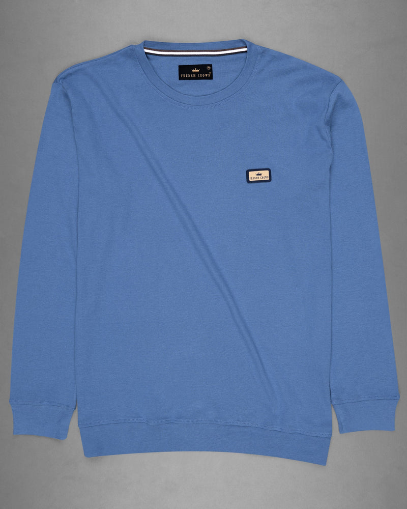 Danube Blue Full Sleeve Premium Cotton Jersey Sweatshirt TS461-S, TS461-M, TS461-L, TS461-XL, TS461-XXL 