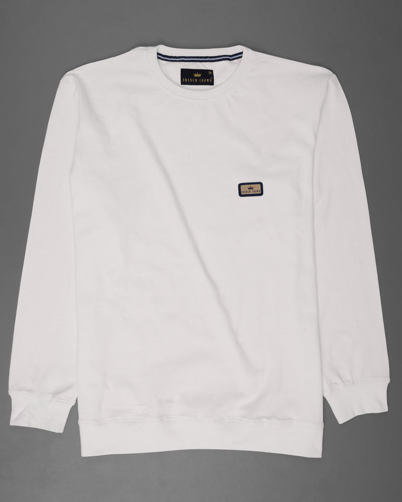 Bright White Full Sleeve Premium Cotton Jersey Sweatshirt TS495-S, TS495-M, TS495-L, TS495-XL, TS495-XXL