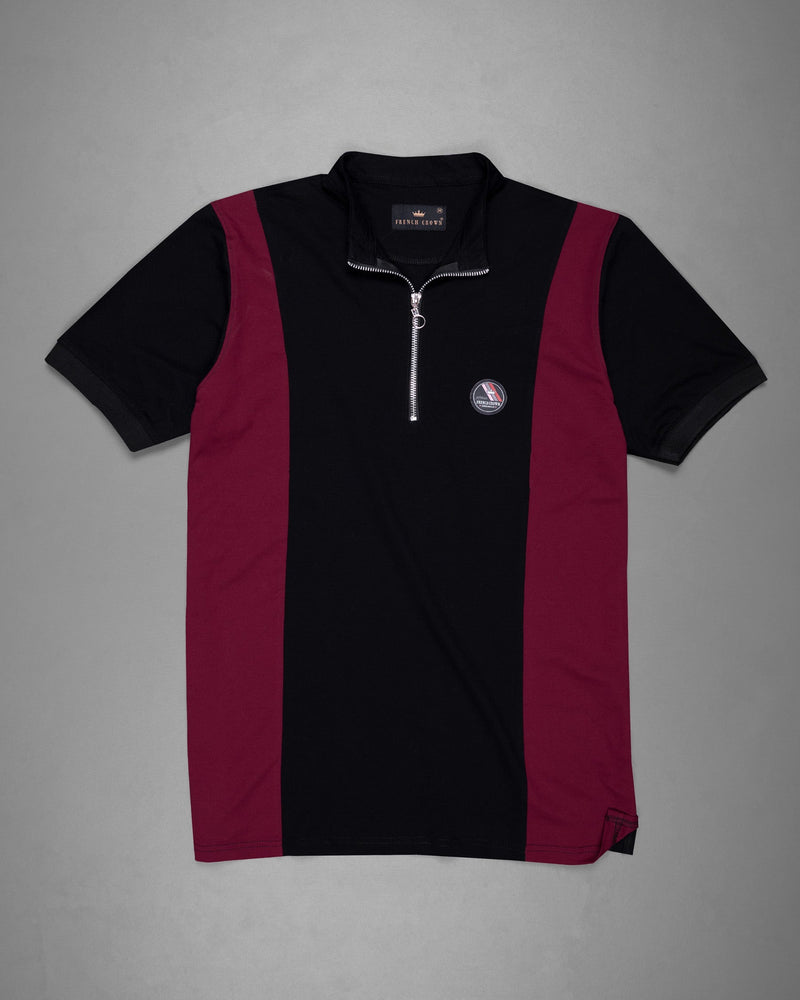 Black and Wine Berry Designer Pique Polo TS508-S, TS508-M, TS508-L, TS508-XL, TS508-XXL