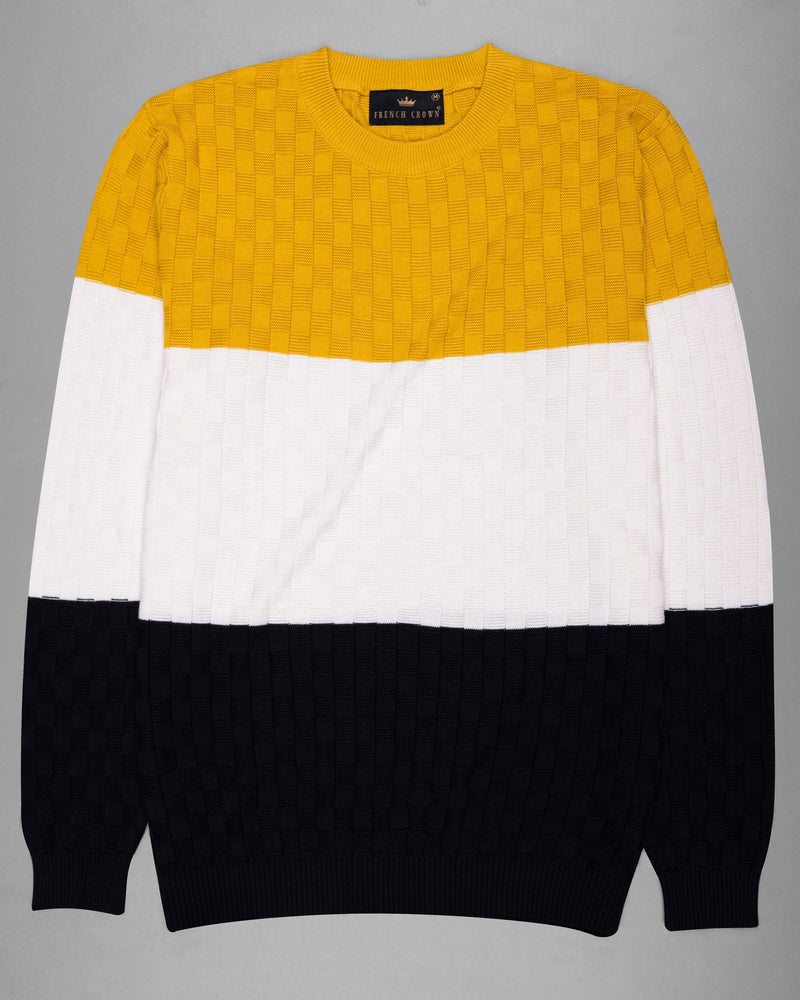 Tangarine Yellow, Jade Black and White Jacquard Textured Super Soft Premium Jersey Sweatshirt TS511-S, TS511-M, TS511-L, TS511-XL, TS511-XXL