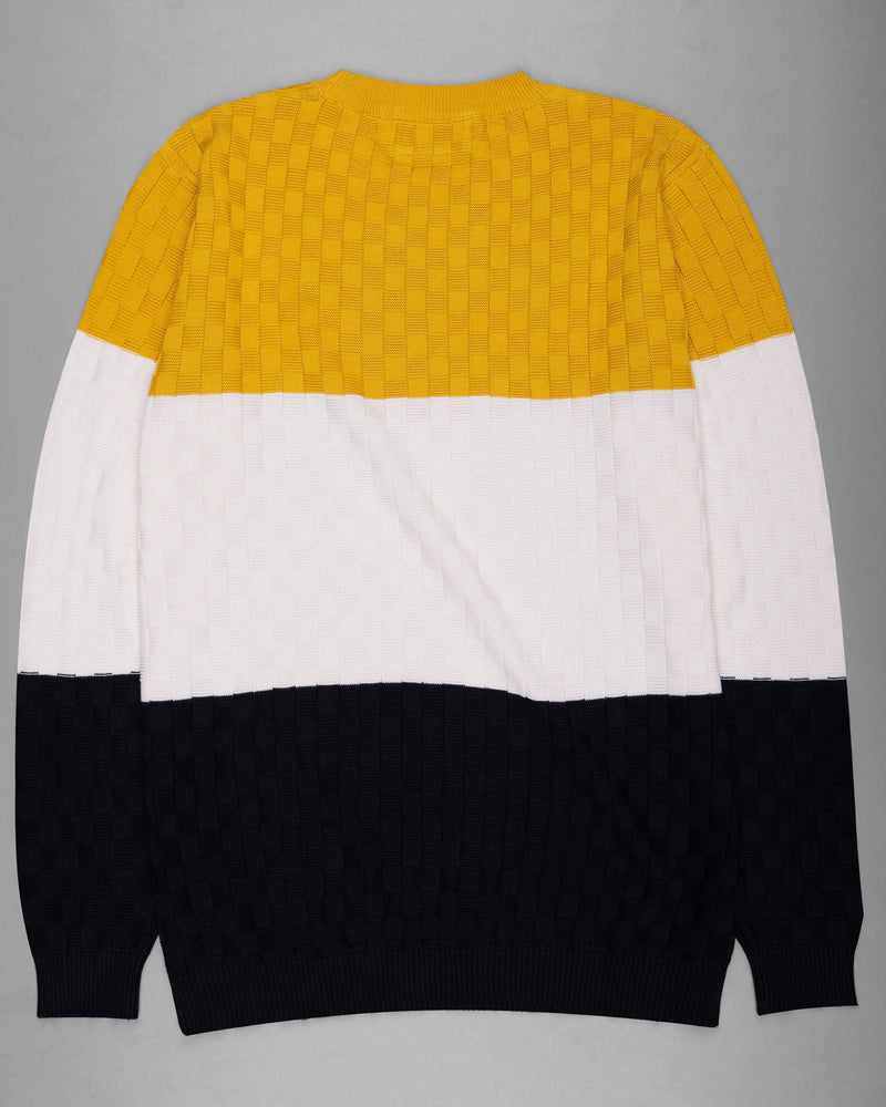 Tangarine Yellow, Jade Black and White Jacquard Textured Super Soft Premium Jersey Sweatshirt TS511-S, TS511-M, TS511-L, TS511-XL, TS511-XXL