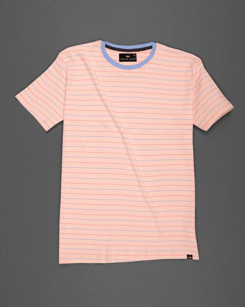 Rose Bud Striped Dobby Textured Super Soft Premium Cotton T-Shirt TS522-S, TS522-M, TS522-L, TS522-XL, TS522-XXL