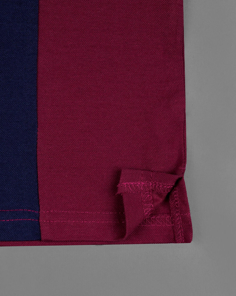 Mulberry Red and Haiti Blue Super Soft Pique Polo T Shirt