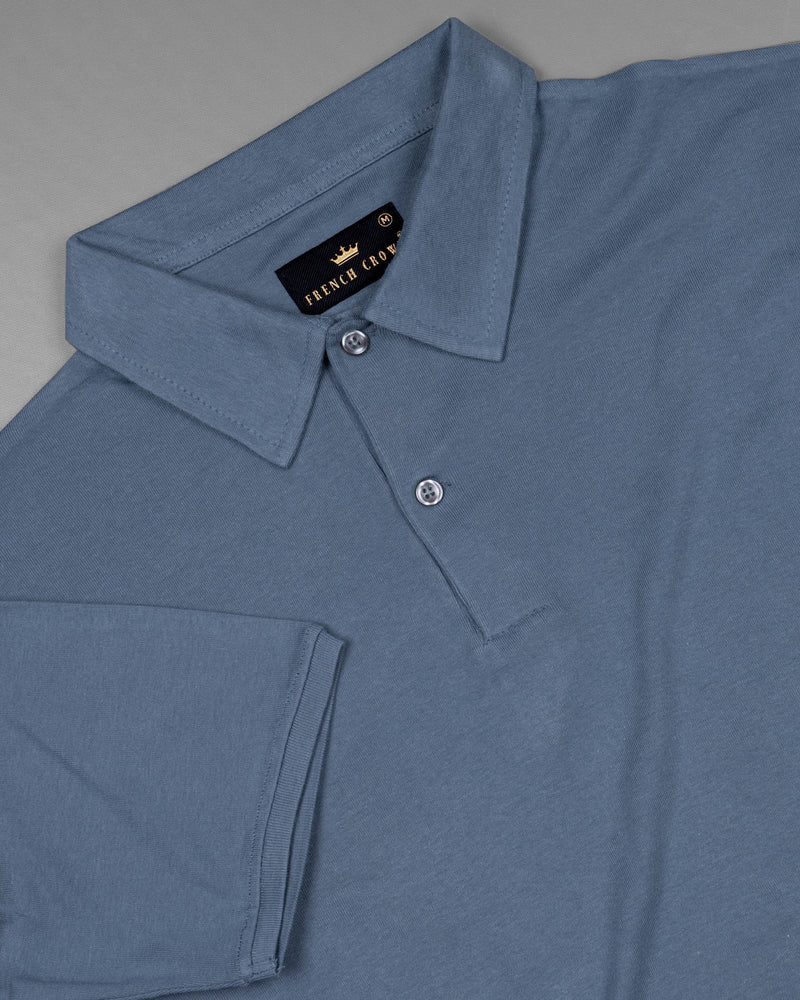 Cadet Blue Pique Premium Cotton Polo