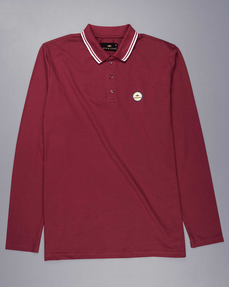 Merlot Red Super Soft Full Sleeve Pique Polo