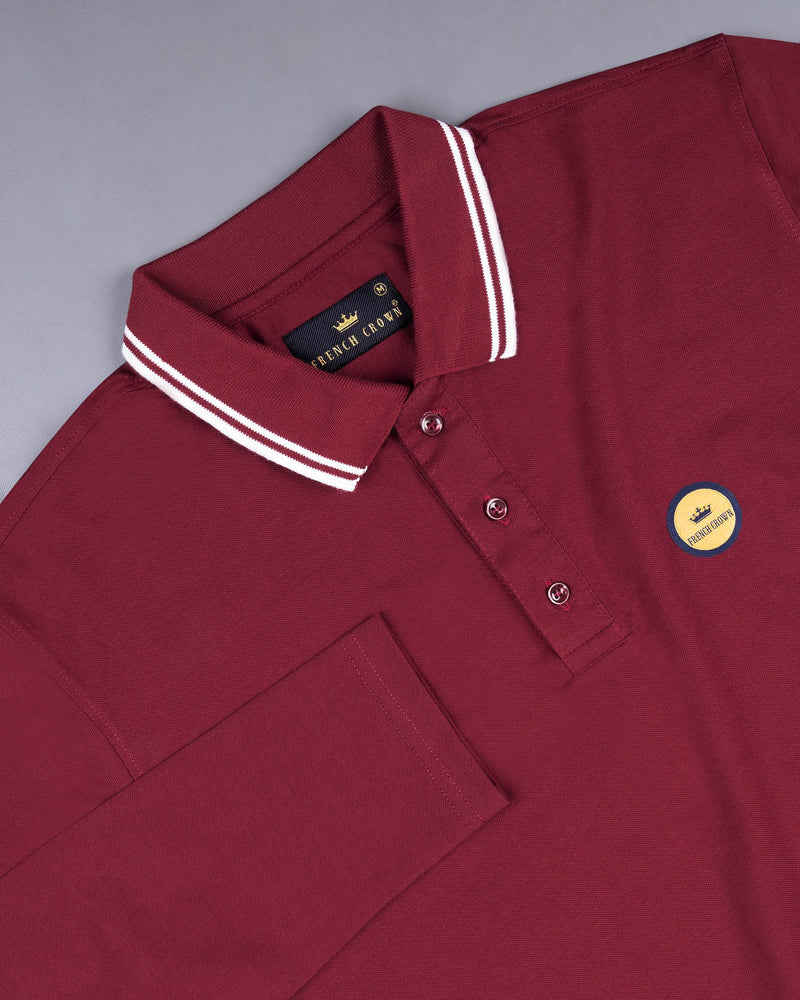 Merlot Red Super Soft Full Sleeve Pique Polo