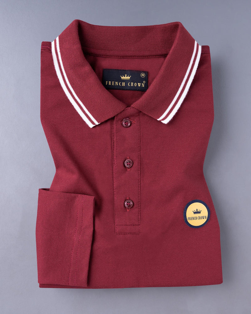 Merlot Red Super Soft Full Sleeve Pique Polo