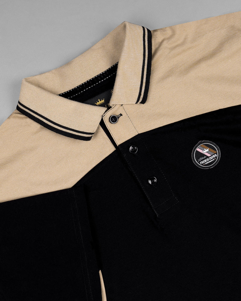 Black and Pavlova Beige Super Soft Organic Pique Polo