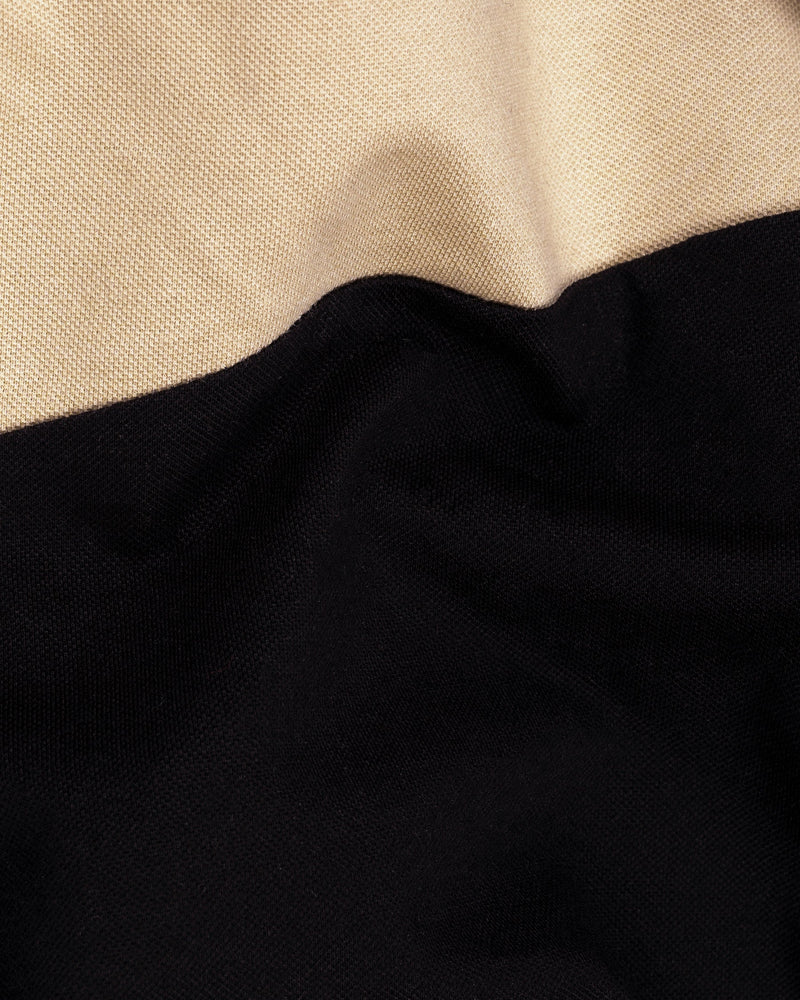 Black and Pavlova Beige Super Soft Organic Pique Polo