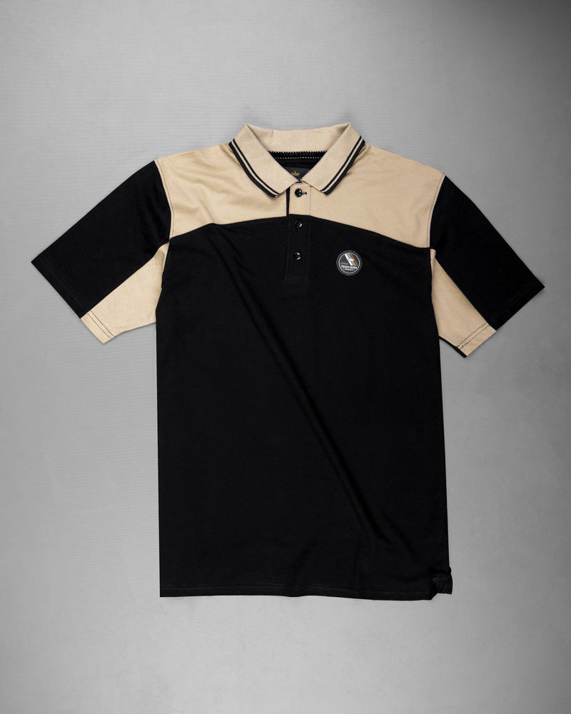 Black and Pavlova Beige Super Soft Organic Pique Polo