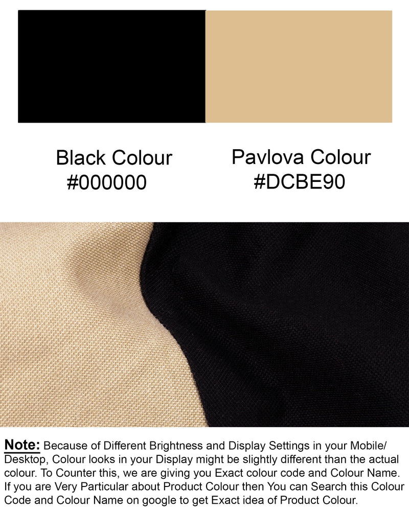 Black and Pavlova Beige Super Soft Organic Pique Polo