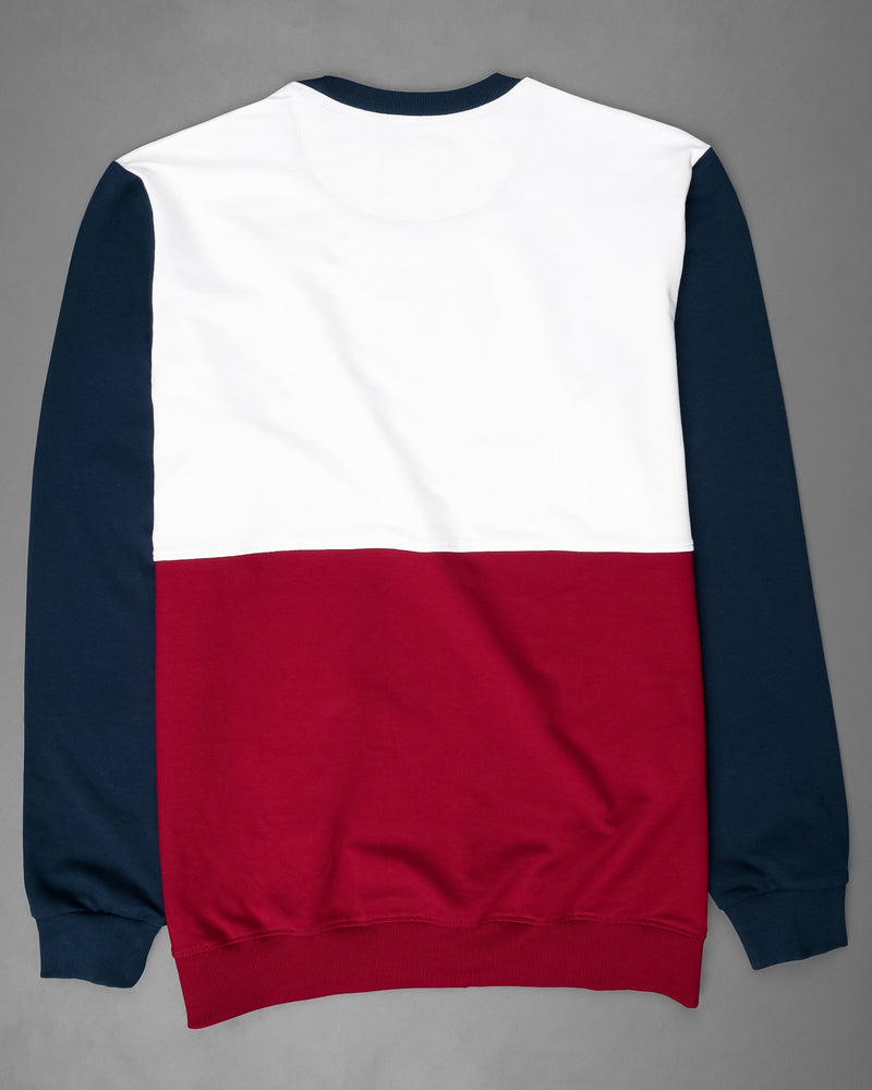 Bright White and Merlot Colourblock Sweatshirt