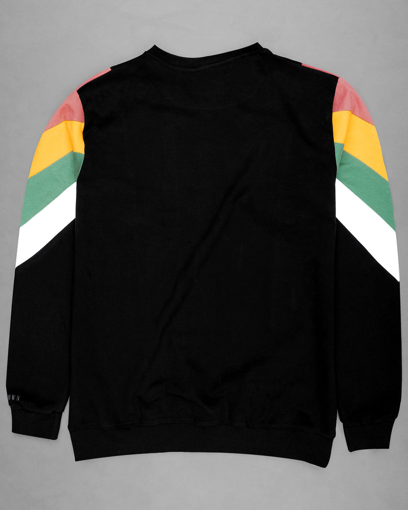 Jade Black With Multicolour Patch Work Sweatshirt TS580-S, TS580-M, TS580-L, TS580-XL, TS580-XXL, TS580-3XL, TS580-4XL