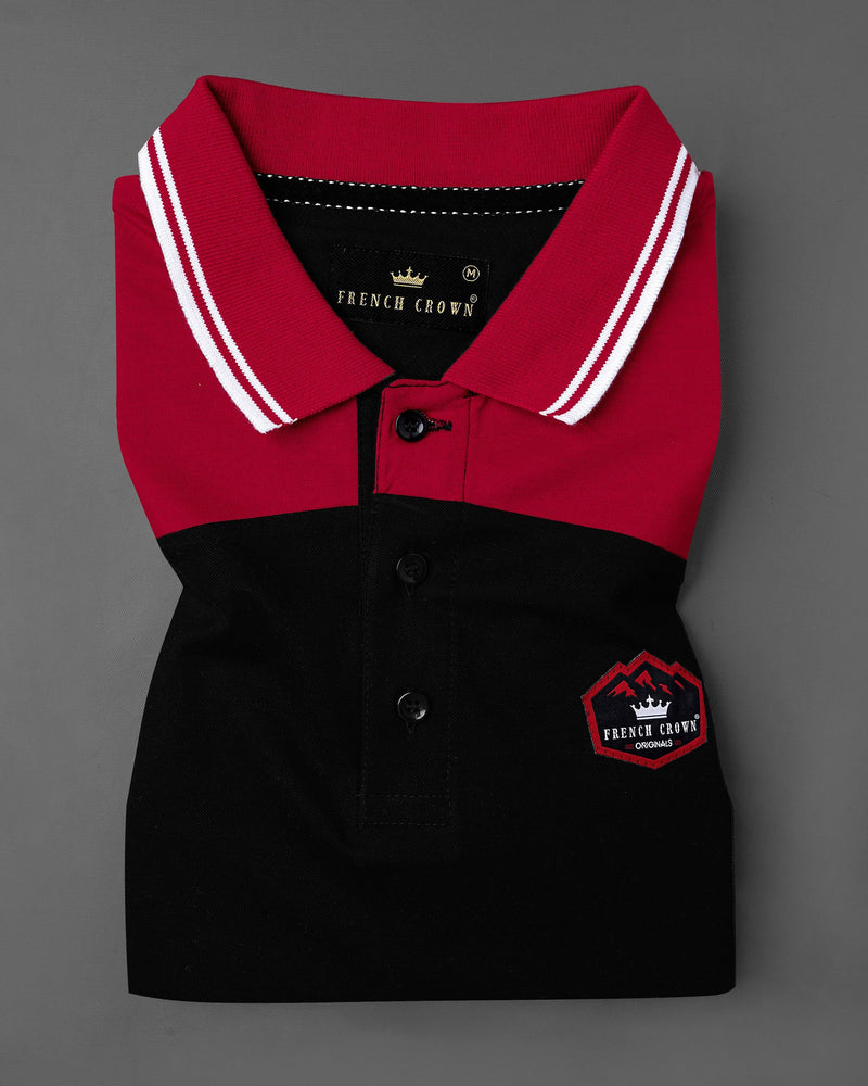 Burgundy and Jade Black Patch Polo TS597-S, TS597-M, TS597-L, TS597-XL, TS597-XXL, TS597-3XL, TS597-4XL