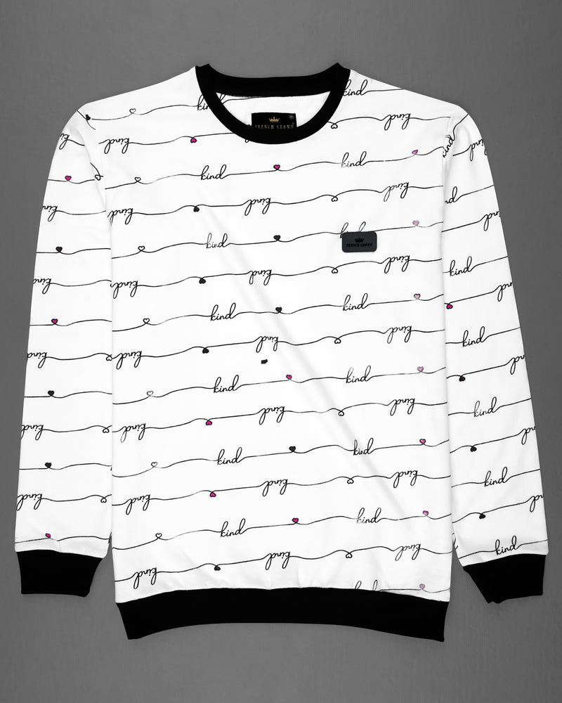 Bright White Calligraphy Printed Full Sleeve Premium Cotton Jersey Sweatshirt TS633-B, TS633-M, TS633-R, TS633-XL, TS633-XXL, TS633-3XL, TS633-4XL