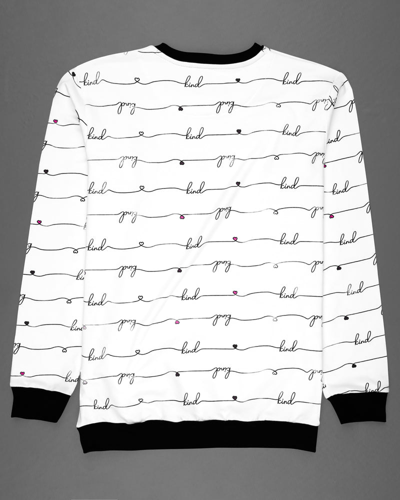 Bright White Calligraphy Printed Full Sleeve Premium Cotton Jersey Sweatshirt TS633-B, TS633-M, TS633-R, TS633-XL, TS633-XXL, TS633-3XL, TS633-4XL