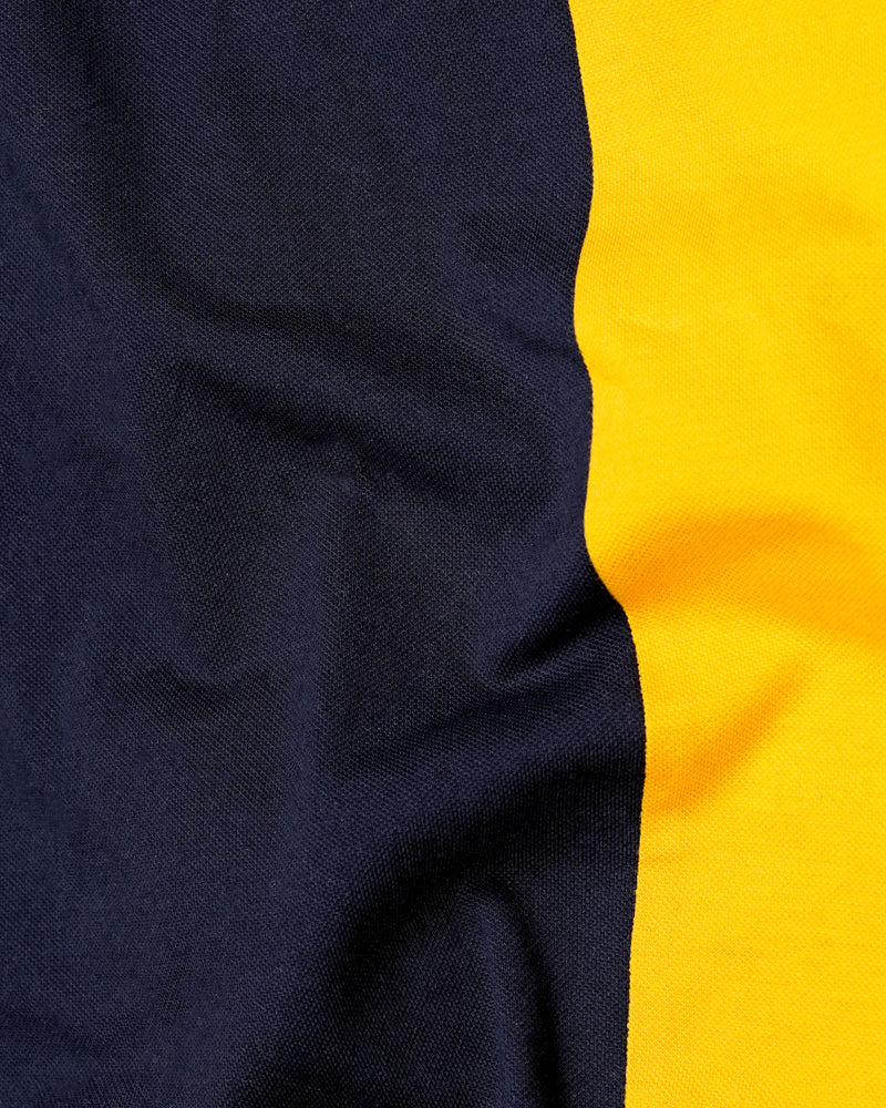 Mirage Navy Blue and Supernova Yellow Super Soft Organic Cotton Pique Polo with Zipper Closure TS637-M, TS637-M, TS637-U, TS637-XL, TS637-XXL, TS637-3XL, TS637-4XL