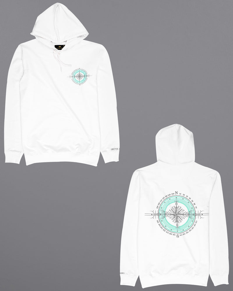 Bright White Compass Printed Hoodie