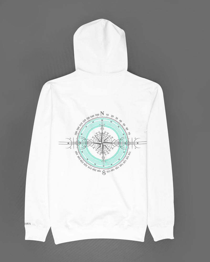 Bright White Compass Printed Hoodie