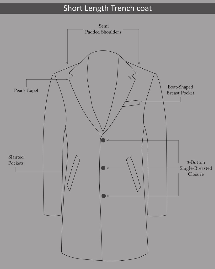 Abbey Gray Single Breasted Trench Coat TCB1843-SB-36, TCB1843-SB-38, TCB1843-SB-40, TCB1843-SB-42, TCB1843-SB-44, TCB1843-SB-46, TCB1843-SB-48, TCB1843-SB-50, TCB1843-SB-52, TCB1843-SB-54, TCB1843-SB-56, TCB1843-SB-58, TCB1843-SB-60