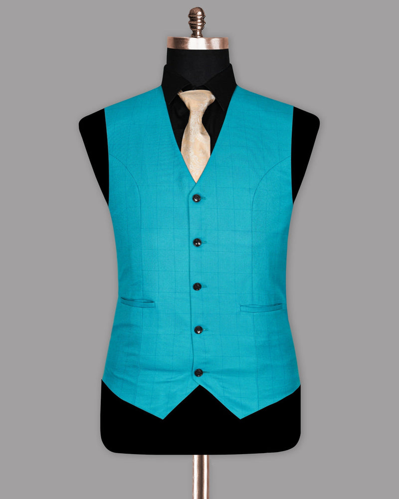 Bondi Blue Tonal Windowpane Waistcoat V1043-40, V1043-60, V1043-36, V1043-46, V1043-54, V1043-56, V1043-58, V1043-42, V1043-38, V1043-44, V1043-52, V1043-48, V1043-50