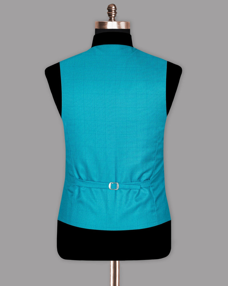 Bondi Blue Tonal Windowpane Waistcoat