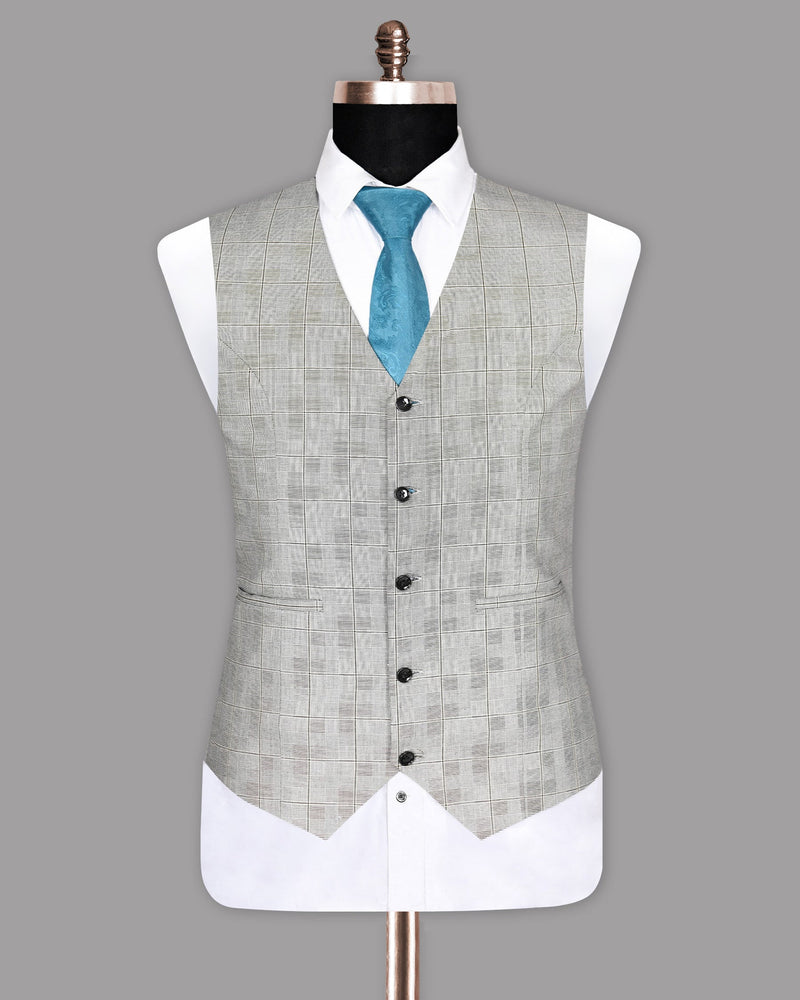 Pale Slate Gray Tonal Windowpane Waistcoat V1051-44, V1051-50, V1051-56, V1051-58, V1051-60, V1051-36, V1051-38, V1051-40, V1051-42, V1051-46, V1051-52, V1051-48, V1051-54