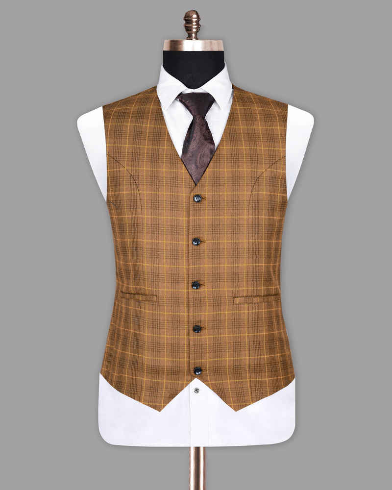 Cape Palliser Brown Subtle Checked Waistcoat V1074-36, V1074-38, V1074-44, V1074-50, V1074-54, V1074-48, V1074-56, V1074-52, V1074-42, V1074-46, V1074-40, V1074-60, V1074-58