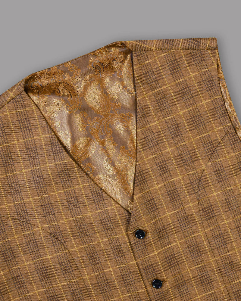 Cape Palliser Brown Subtle Checked Waistcoat